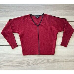 Premise viscose Sweater v-neck red black pullover casual long sleeve Women’s S/p